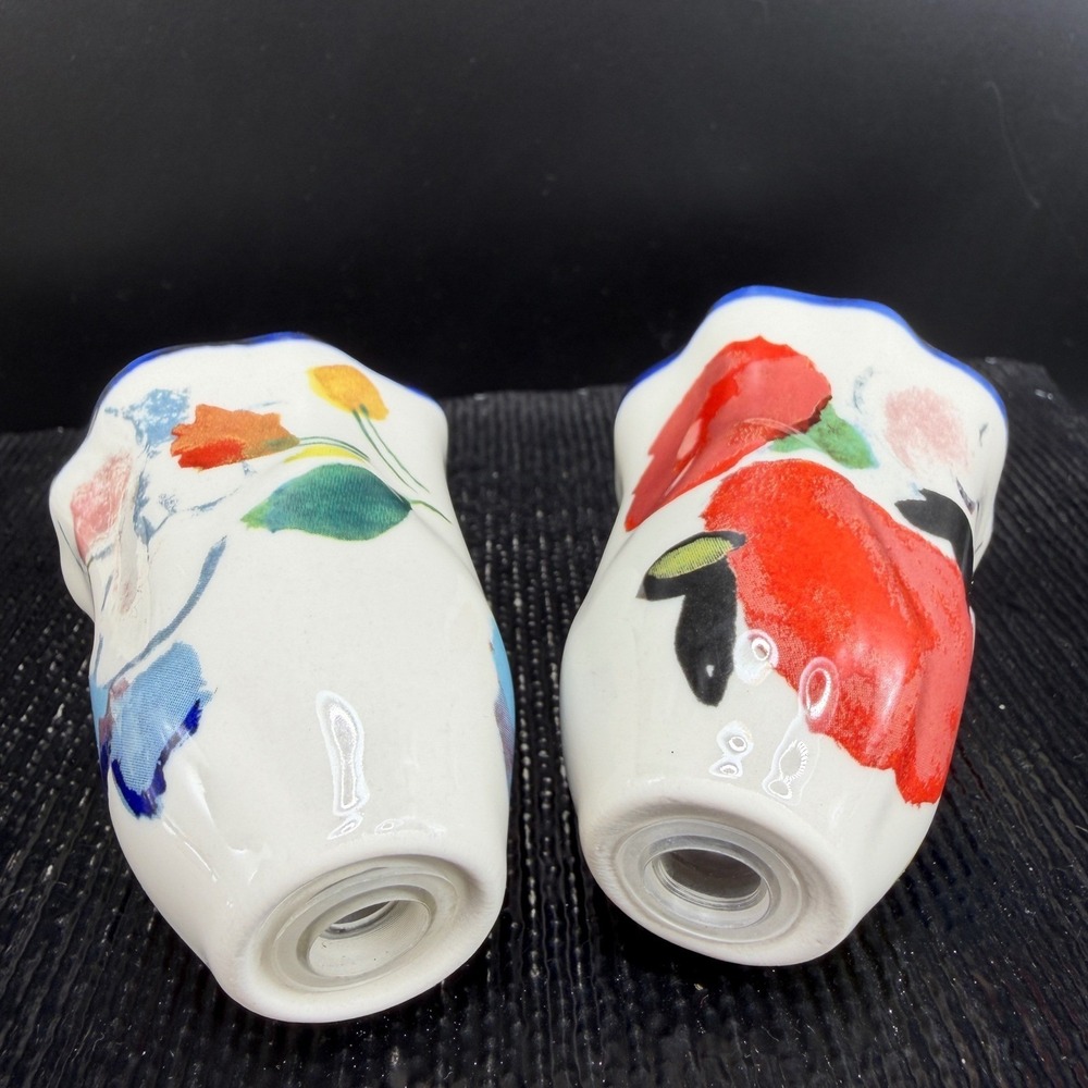 Anthropologie Luna Floral Ceramic Salt and Pepper Shaker Set with Tray New w Tag - Picture 5 of 11